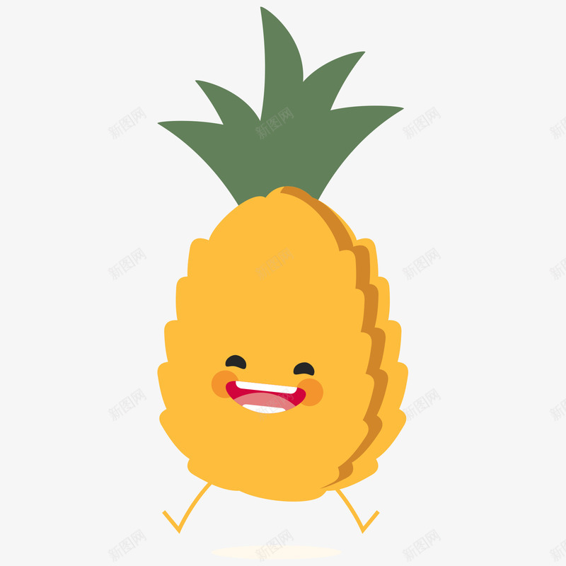 黄色开心菠萝水果表情矢量图ai免抠素材_88icon https://88icon.com 开心菠萝 水果 水果表情 绿色 黄色 黄色菠萝 矢量图