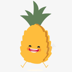 黄色开心菠萝水果表情矢量图素材