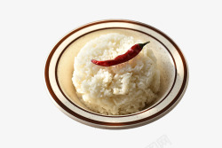 大白米饭上的红色干辣椒素材