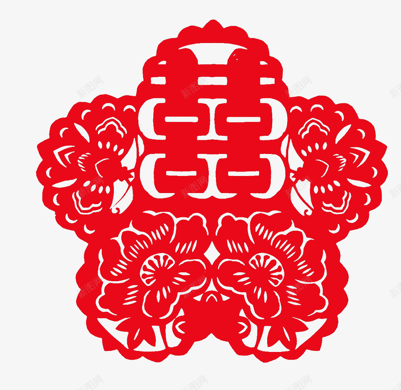 花形双喜字png免抠素材_88icon https://88icon.com 双喜字 吉祥 喜庆 福气