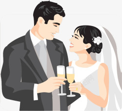 免抠结婚的人卡通结婚的新人高清图片