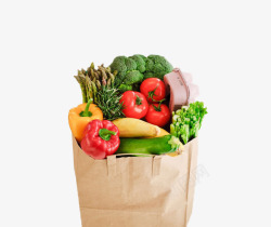 纸袋中的荞麦茶纸袋中的蔬果高清图片