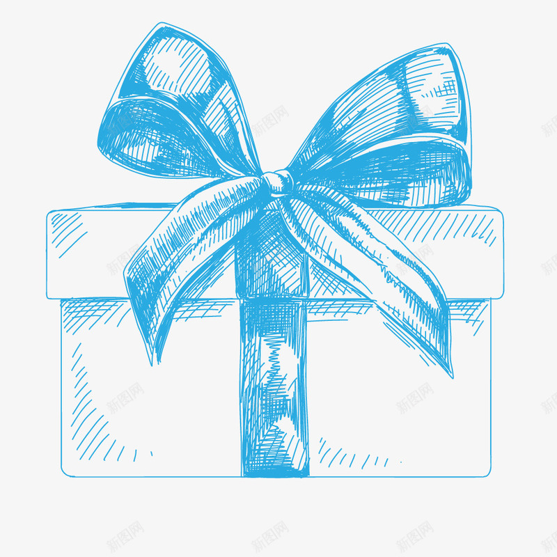 手绘带蝴蝶结礼盒png免抠素材_88icon https://88icon.com 促销大礼包 包装盒 圣诞礼盒 广告设计 手绘素描庆祝物品 礼包 礼品盒 礼物 礼盒素描 节日礼盒 蓝色色礼盒