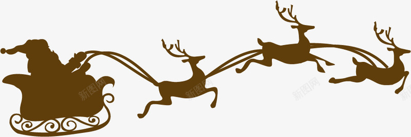 圣诞老人png免抠素材_88icon https://88icon.com 剪影 圣诞老人 拉车 雪橇 麋鹿