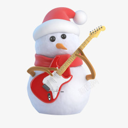 雪人弹吉他素材