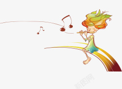 吹笛子的女孩素材