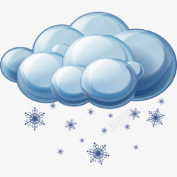 云朵卡通云朵蓝色云朵下雪花素材