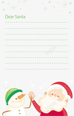 可爱圣诞老人雪人信纸矢量图素材