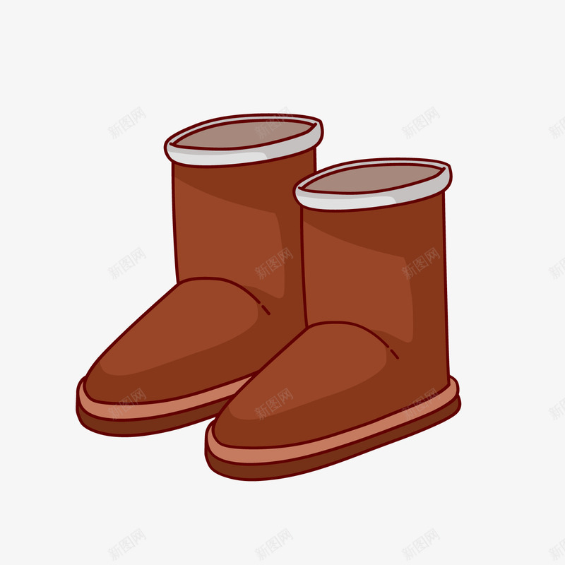 冬季雪地靴png免抠素材_88icon https://88icon.com 冬季鞋子 卡通靴子 棕色 背景装饰 雪地靴