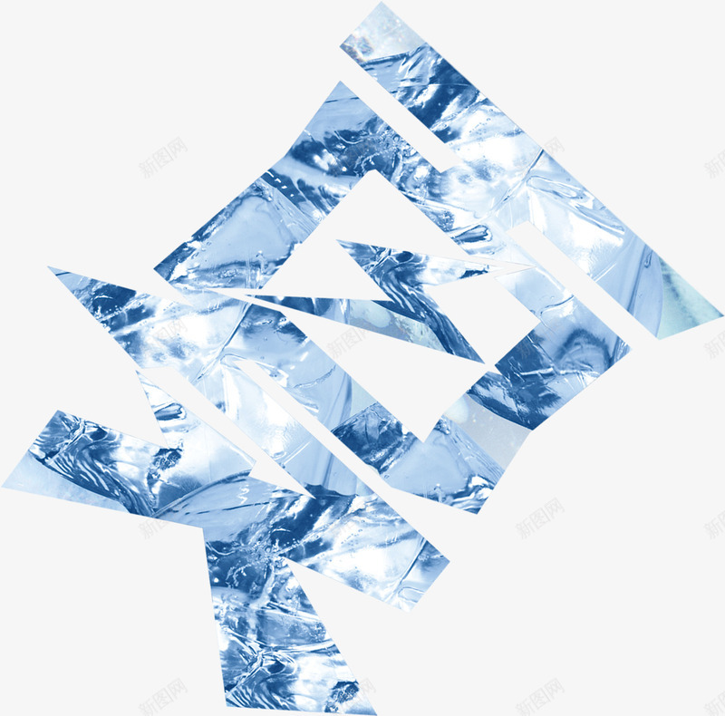蓝色夏字冰块装饰png免抠素材_88icon https://88icon.com 冰块 蓝色 装饰