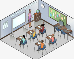 电脑桌学校教室高清图片
