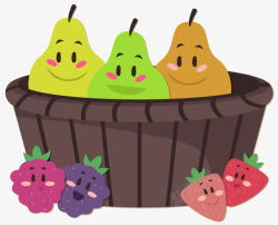 可爱水果和水果篮子矢量图素材