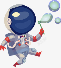 吹泡泡卡通吹泡泡宇航员人物高清图片