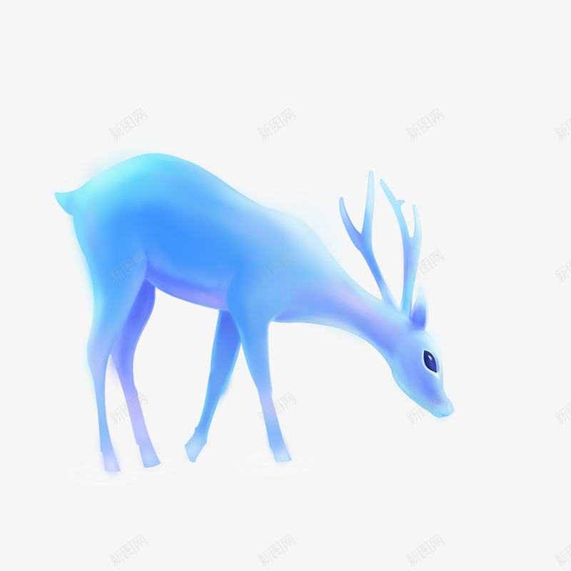 蓝色麋鹿png免抠素材_88icon https://88icon.com 一只 卡通 手绘 水彩 水晶 紫色 蓝色 麋鹿
