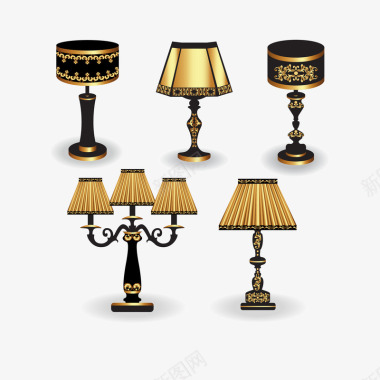 灯具奢华金色台灯灯具图标矢量图图标