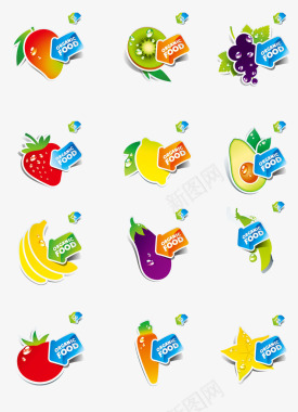 水果促销标签图标图标