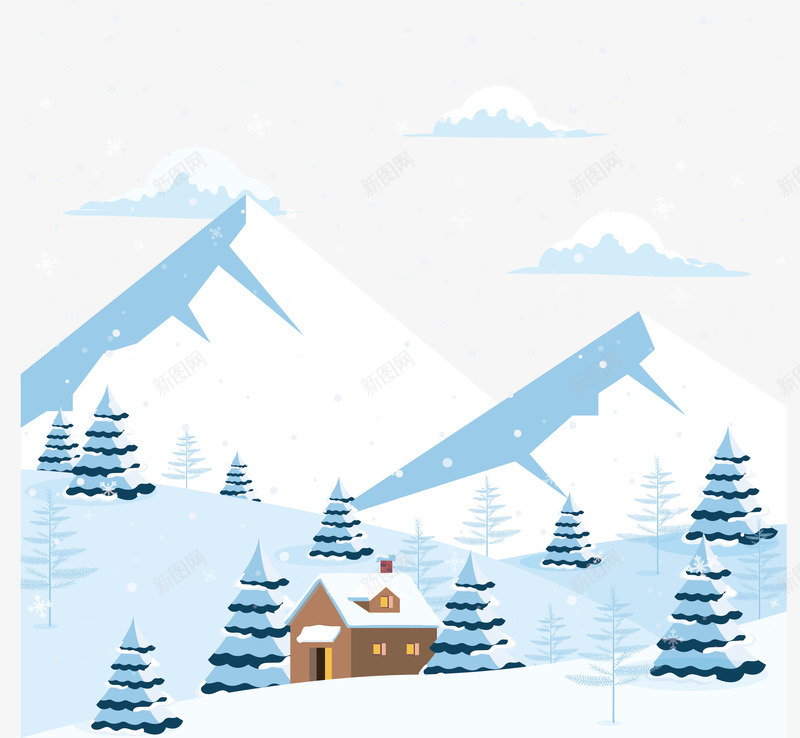 美丽的雪山矢量图ai免抠素材_88icon https://88icon.com 下雪 下雪雪山 冬日雪山 矢量png 美丽雪山 雪山 矢量图