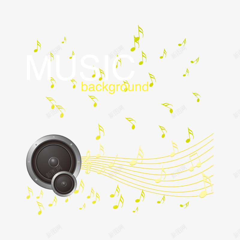 音乐背景png免抠素材_88icon https://88icon.com 五线谱 喇叭 音符 飞扬