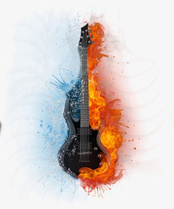 吉他花纹火焰音乐吉他高清图片