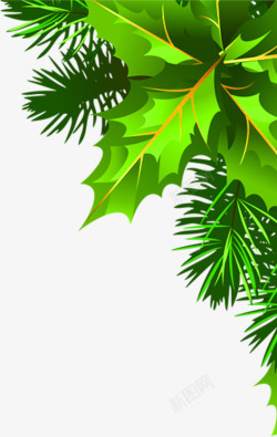 绿色叶子圣诞活动海报素材