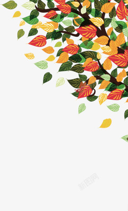 五彩树叶落叶装饰图案素材