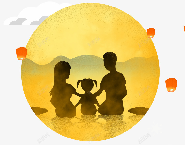 中秋节月亮装饰png免抠素材_88icon https://88icon.com 一家三口 中国风 中秋节 人物 卡通月饼 团圆 手绘 月亮 月饼 海报装饰 节日