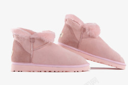 粉色毛绒雪地靴素材