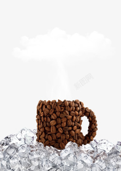 百合冰咖啡创意咖啡豆杯子高清图片