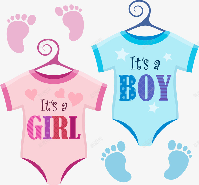 男婴女婴套装png免抠素材_88icon https://88icon.com 可爱婴儿服 婴儿套装 新生儿 矢量素材 粉色蓝色 连体服
