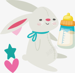 母婴封面玩具兔子奶瓶卡通可爱婴儿用品设高清图片