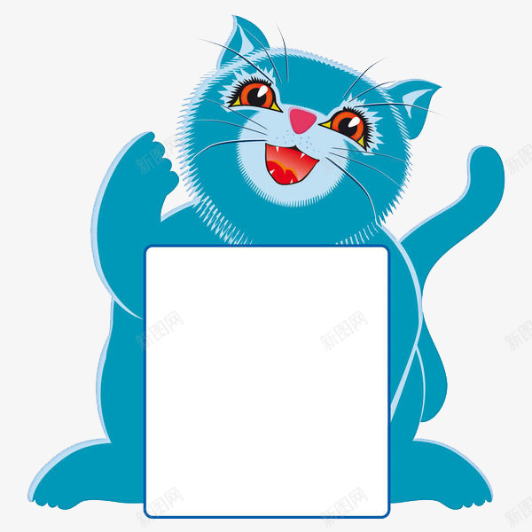 拿卡片的蓝色猫png免抠素材_88icon https://88icon.com 卡片 卡通 可爱 唯美 小猫 微笑 手绘 简笔 蓝色