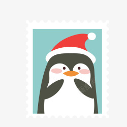 卡通可爱的企鹅邮票素材