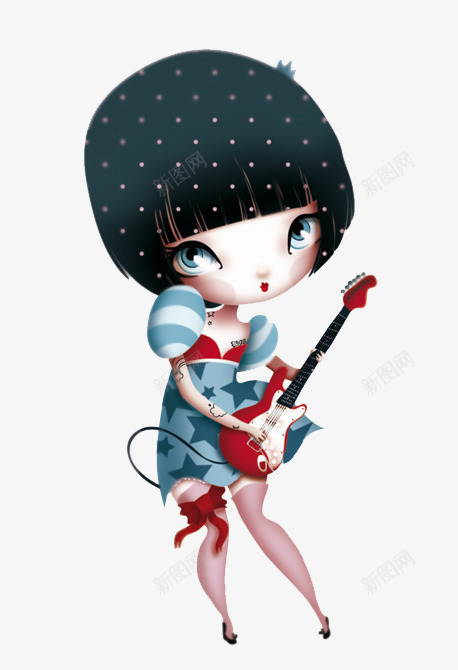 弹吉他的卡通女孩png免抠素材_88icon https://88icon.com 卡通 女孩 弹吉他 插画