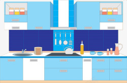 蓝调厨房装修素材