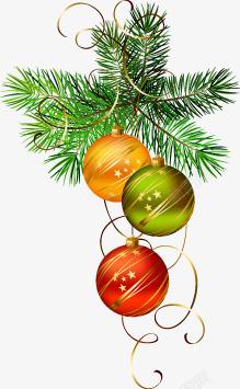 圣诞节元素创意绿色的圣诞树彩球素材