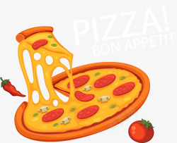 热辣披萨手绘芝士披萨高清图片
