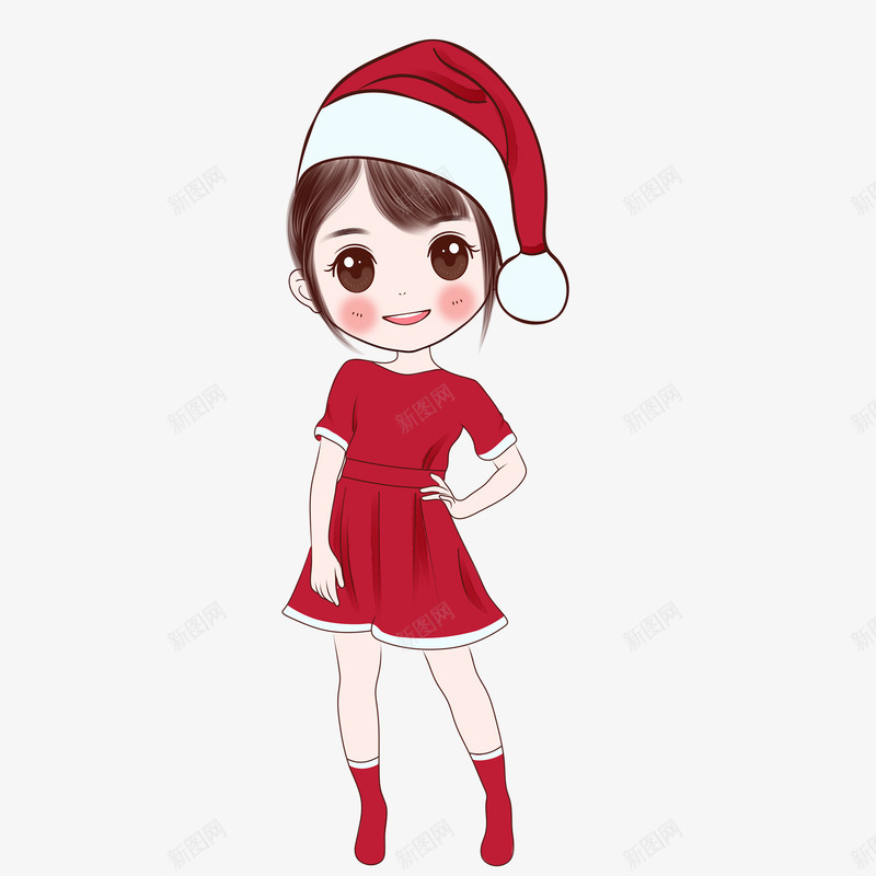 圣诞节卡通小女孩png免抠素材_88icon https://88icon.com 人物 卡通 圣诞帽子 圣诞节 小女孩