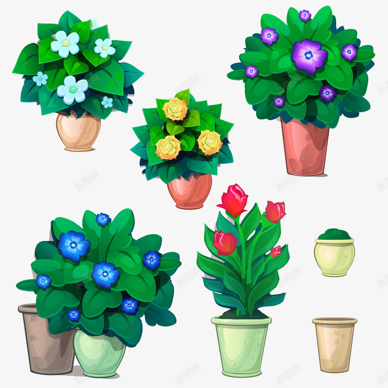 手绘盆栽植物png免抠素材_88icon https://88icon.com 手绘 植物 盆栽 绿色 花朵