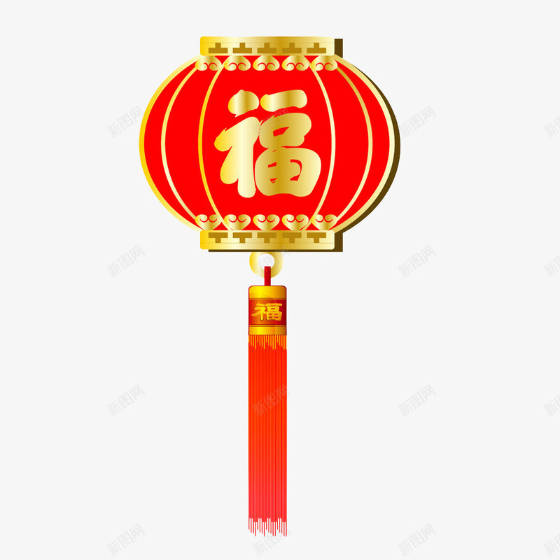 大红灯笼png免抠素材_88icon https://88icon.com 2017 元旦 新年 流苏 金色福字