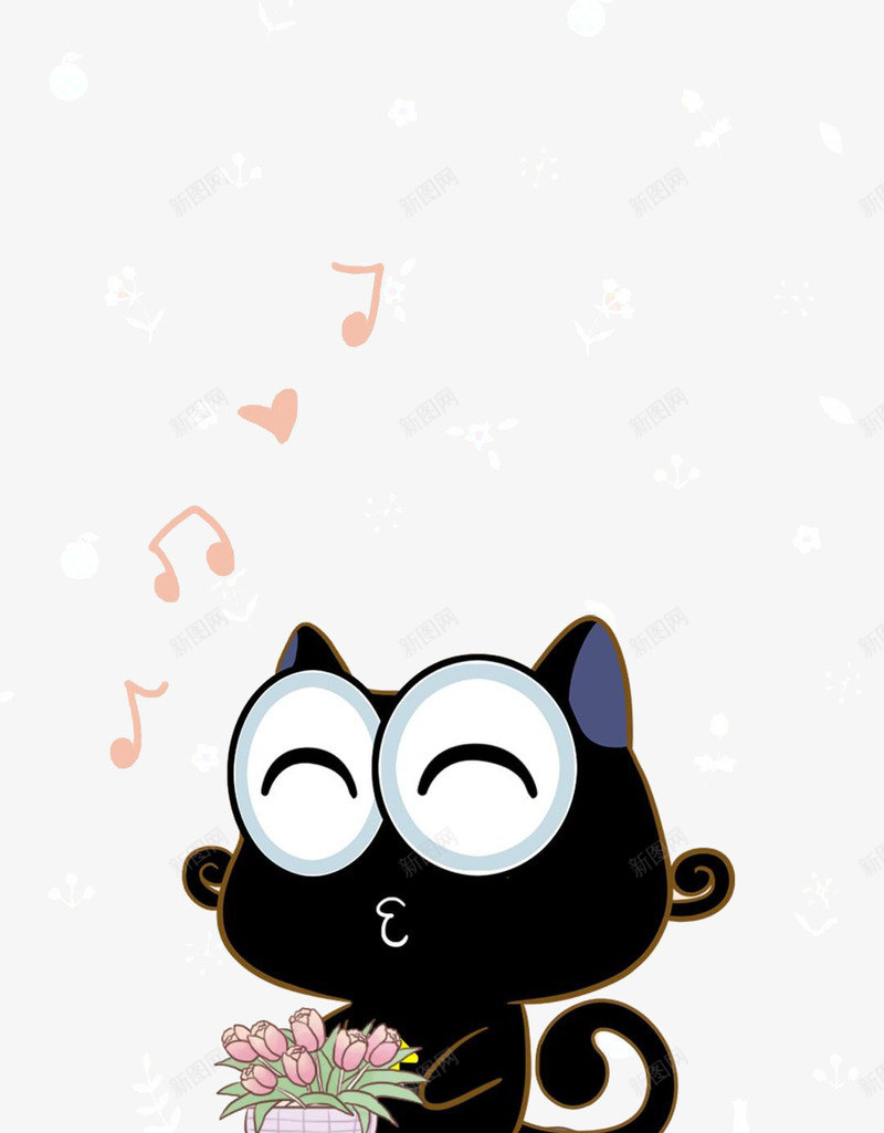 听音乐的小黑猫png免抠素材_88icon https://88icon.com 猫咪 音乐 音符 黑色