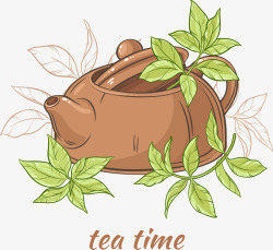 茶叶和茶壶矢量图素材