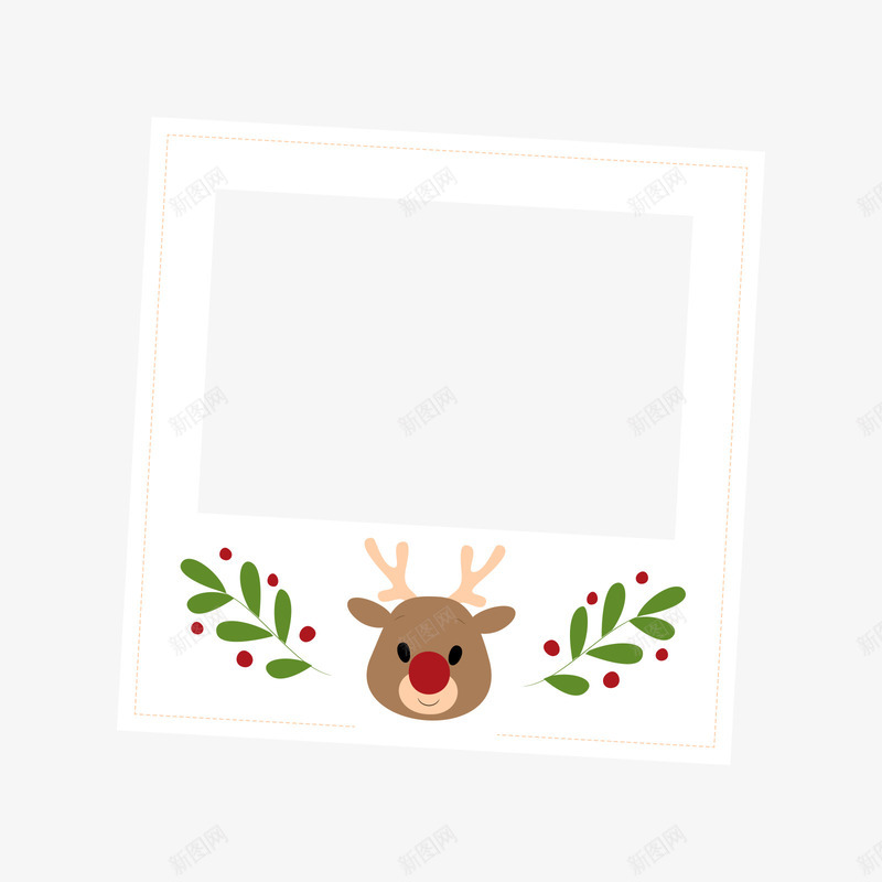 麋鹿圣诞卡通相框png免抠素材_88icon https://88icon.com 卡通相框 圣诞 白色 相框 绿色 节日 麋鹿