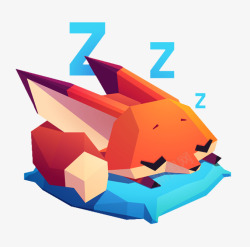 卡通在睡觉的小狐狸素材