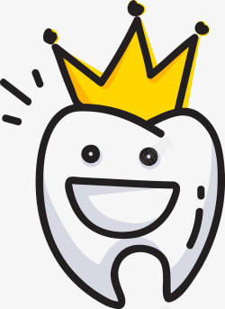 卡通手绘戴皇冠微笑的牙齿图素材