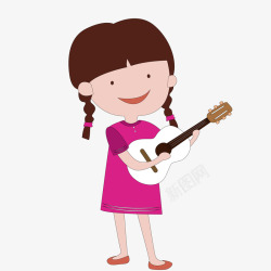 卡通弹吉他的女孩矢量图素材