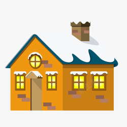 卡通下雪的房屋矢量图素材