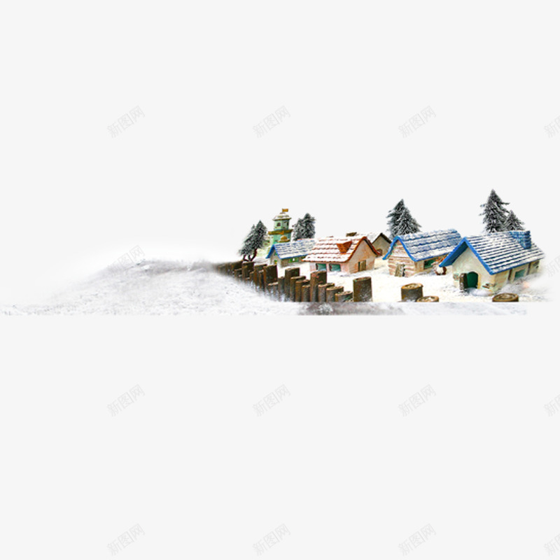 雪中的村庄png免抠素材_88icon https://88icon.com 冬季 建筑 村落 雪景