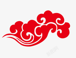 红色祥云花纹中国风素材