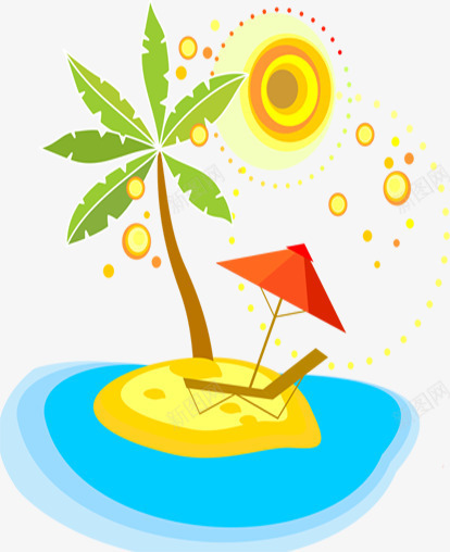 卡通椰子树海滩png免抠素材_88icon https://88icon.com 卡通椰子树 卡通椰子树海滩 海滩