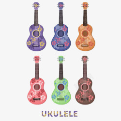 夏威夷小吉他矢量图花的尤克里里琴收集高清图片